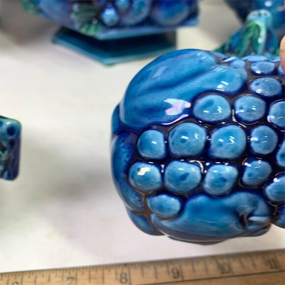 1960'S Inarco ‘Blue Mood Indigo’ Fruit Canister Set W/ Creamer, Sugar & Shakers - Picture 3 of 16